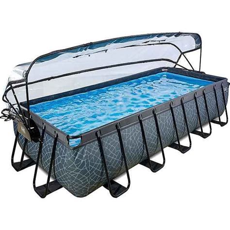 EXIT Frame Pool 5,4x2,5x1m mit Sonnendach, grau Amenagement piscine