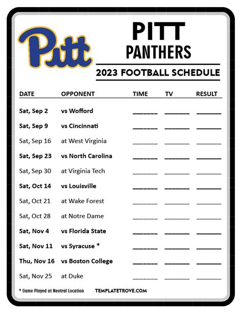 pittsburgh panthers football schedule 2024
