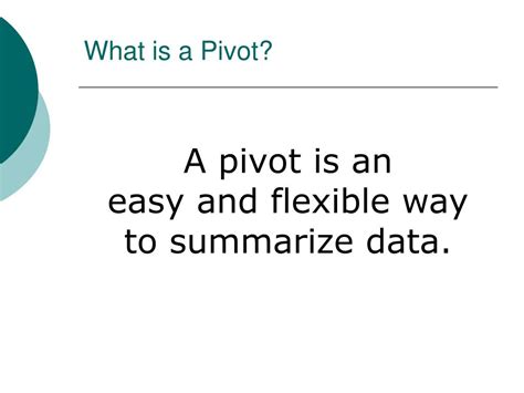 Pivot Definition Computer Science