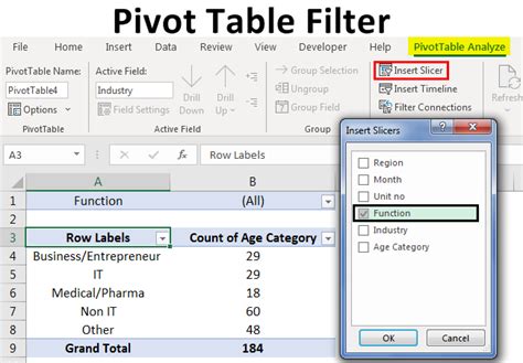pivot table not showing filters