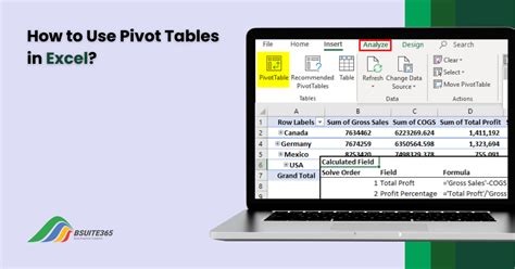 Pivot Table Tools Excel 365