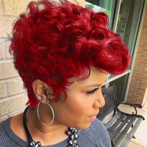 pixie cut red and black wig
