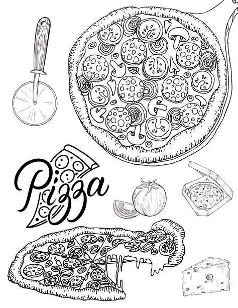 Royal pizza with many ingredients Unclassifiable Coloring Pages for