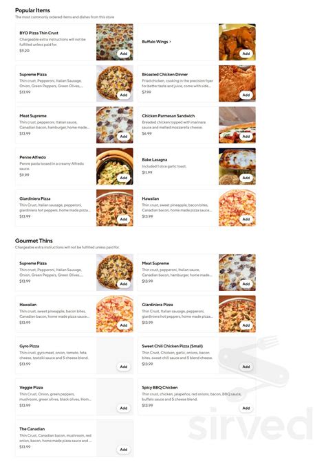 Pizza Gallery Bloomington Menu