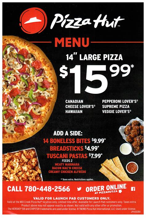 pizza hut menu and prices and specials