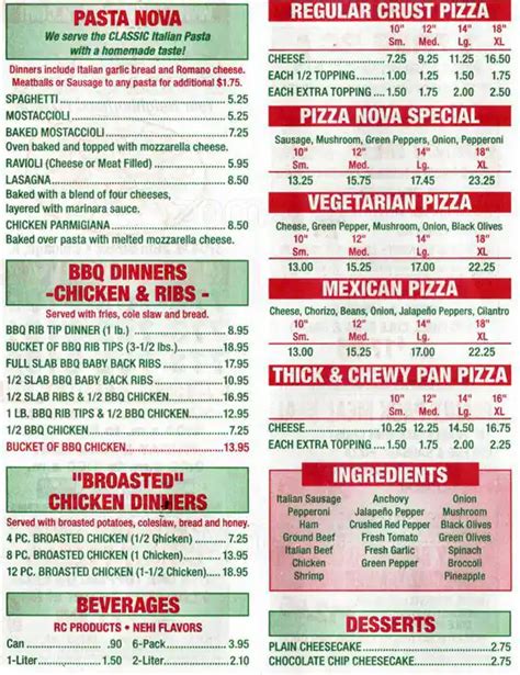 pizza nova menu