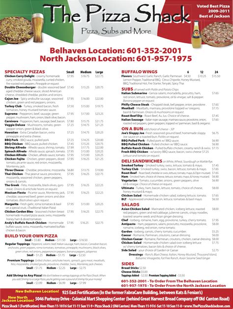 pizza shack jackson ms