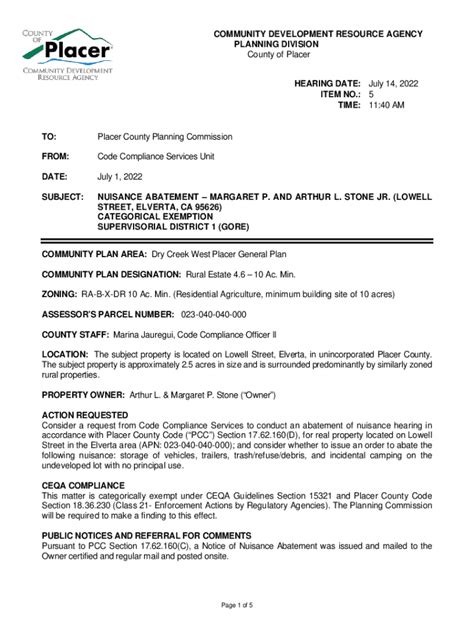 Placer County Planning Fees And Forms