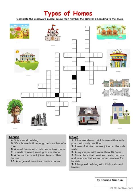 City placescrossword puzzle with key Writing skills, Teaching jobs