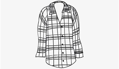 Plaid Shirt Drawing Patterned s For Men Vector Set Stock