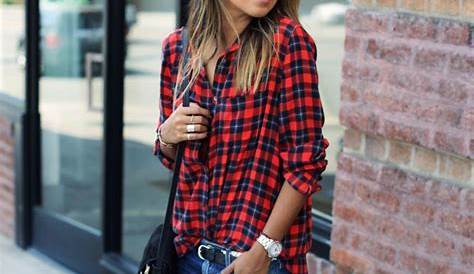 Plaid Shirt Outfit Tumblr Blouse , Leather Jacket, Scarf, Fall s