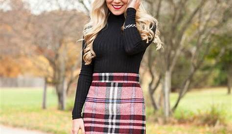 Plaid Skirt With Black Tights Pin On Women's Fashion