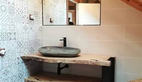 Plan de travail salle de bain bois naturel