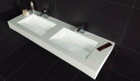 Plan vasque double, 50 x 130 cm, suspendue ou à encastrer