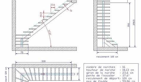 plan escalier quart tournant limon central acier