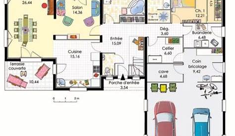 Plan maison en L avec garage pour 2 voitures Plans & maisons