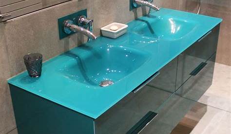Plan vasque EGEE Verre vert d'eau Pour salle de bains L80