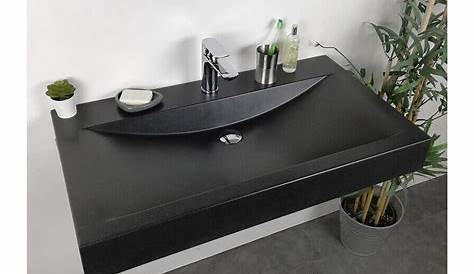 Plan Vasque Suspendu Noir De Toilette Pour WILL 60 Cm
