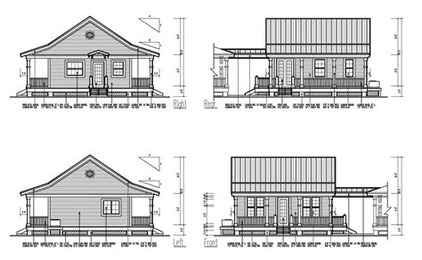 plan and elevation of house with dimensions