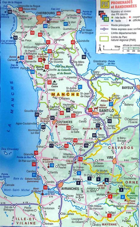 Carte de la Manche Manche carte des villes, communes, politique...