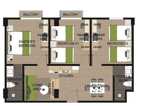 plan floor for 3bedroom apart 525 neptun ave 3a
