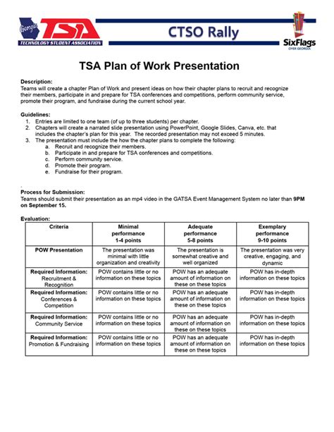 Plan Of Work Log Tsa