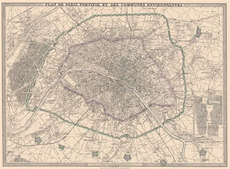 Map of Paris France 1850. Highly Detailed Map. Home Deco Etsy
