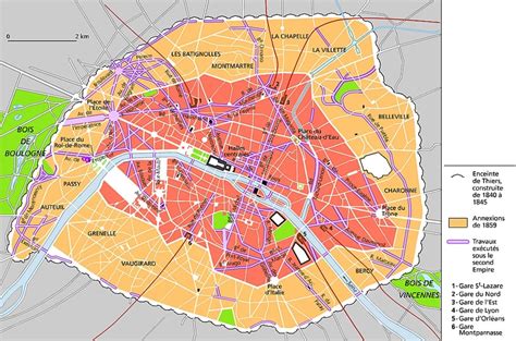 Le plan de Paris transformé par Haussmann Paris, Plan paris, Xixe siècle