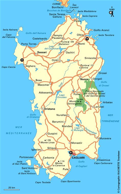 Sardaigne Carte Touristique Carte D Italie