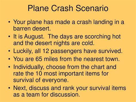 plane crash survival activity