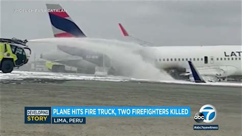 plane hits fire truck