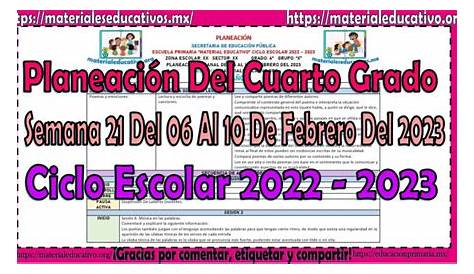 Planeación del cuarto grado de primaria semana 21 del 31 de enero al 04