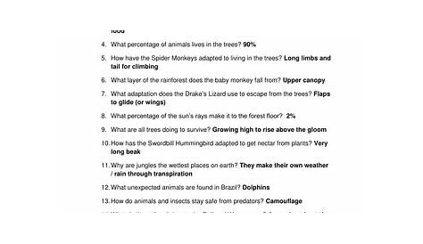 Planet Earth 2 Jungles Worksheet Answers View Guiding Questions Jungle Video