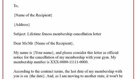 Planet Fitness Membership Cancellation Letter 10 Template Million