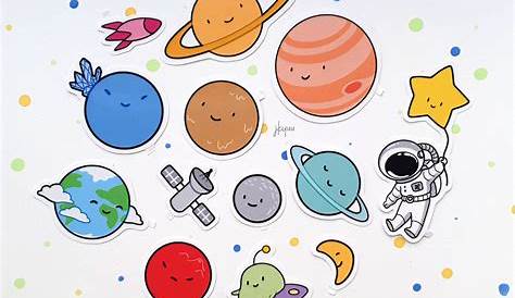 Planets Drawing Cute Of Solar System With Happy Faces. Funny