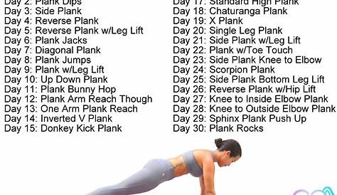 Plank Challenge 30 Days Day FREE PRINTABLE