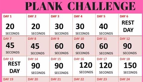 Plank Challenge Calendar Printable Free 30 Day Get Your