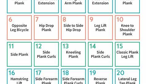 Plank Challenge Calendar 30 Day Benefits / Before And After Results