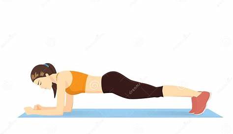 Cartoon girl doing exercise forearm plank Vector Image