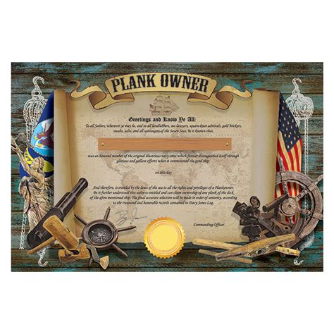 Plank Owner Certificate unused mint, from the US Naval Institute
