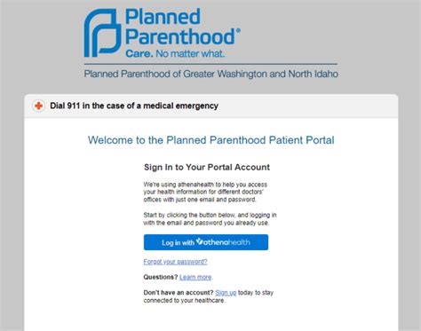 planned parenthood account login