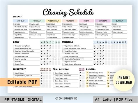 Planner Cleaning Schedule