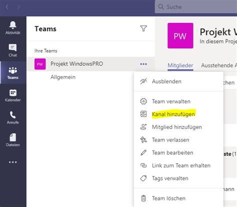 planner in teams kanal