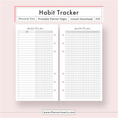 Planner Inserts Habit Tracker