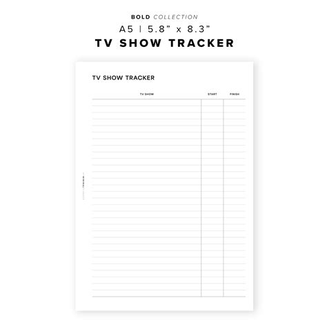 Planner Tv Show Tracker Printable
