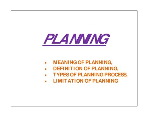Planning Definition In Simple Words