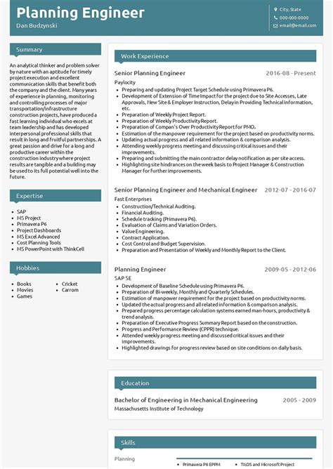 Planning Engineer Resume
