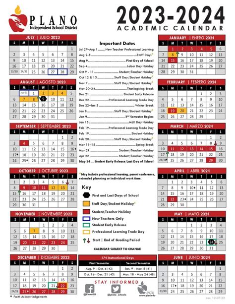 Plano Isd Calendar 24-25