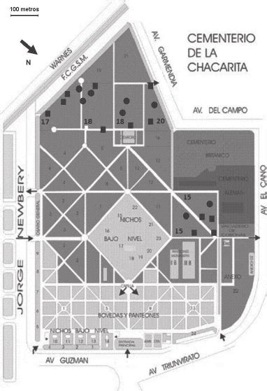 plano del cementerio de la chacarita