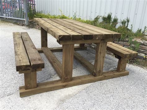 Wood Working Picnic table plans with attached benches